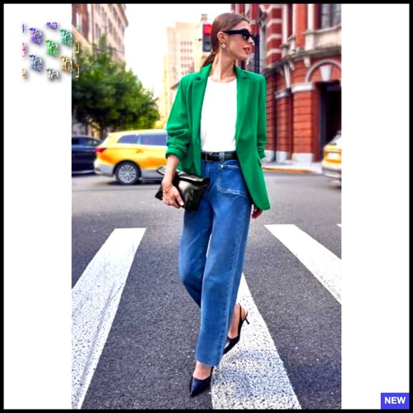 High Waisted Cropped Jeans Stretchy Baggy Straight Leg Raw Hem Denim Pants - Picture 3 of 6